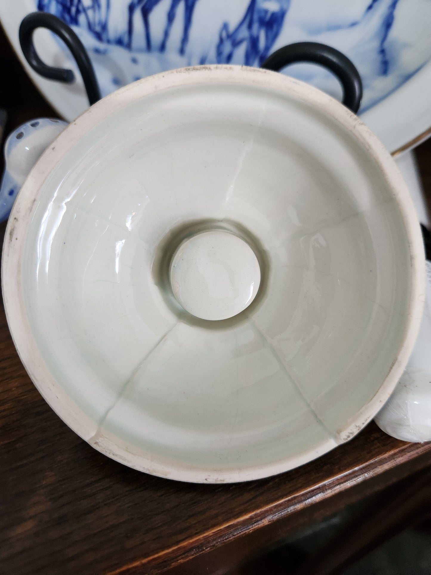 Bowerbird Cottage Candlestick Holder - Blue & White - Single