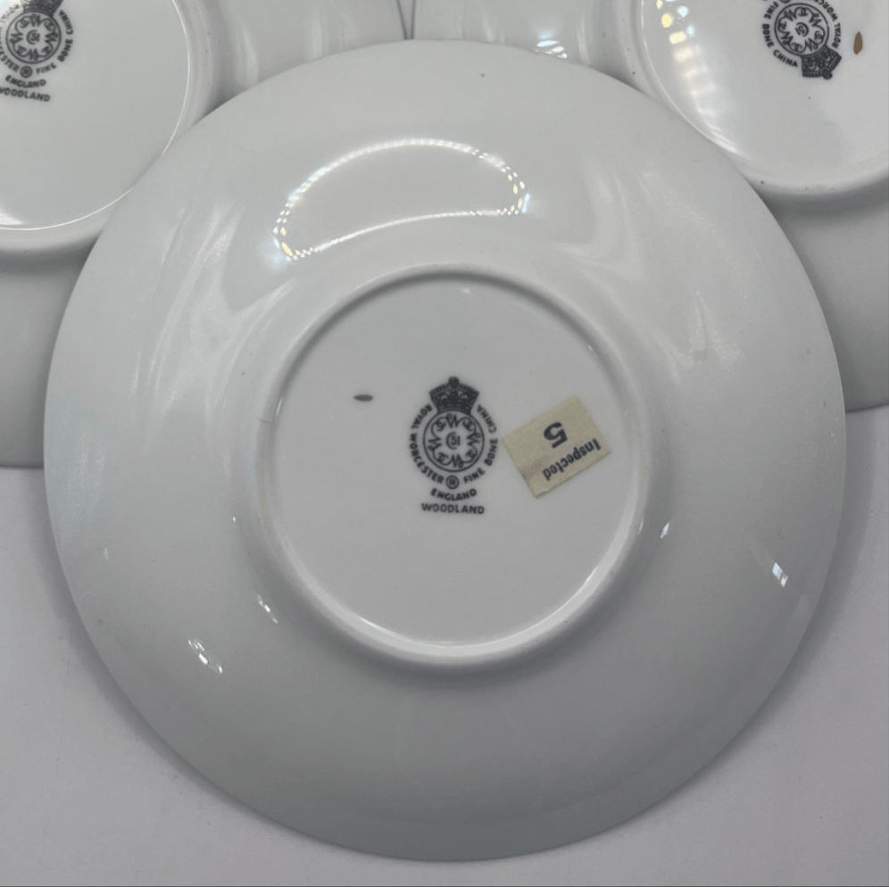 Bowerbird Cottage Royal Worcester Woodland Demi Cup & Saucer Coffee Set (4 Cups/3 Saucers)