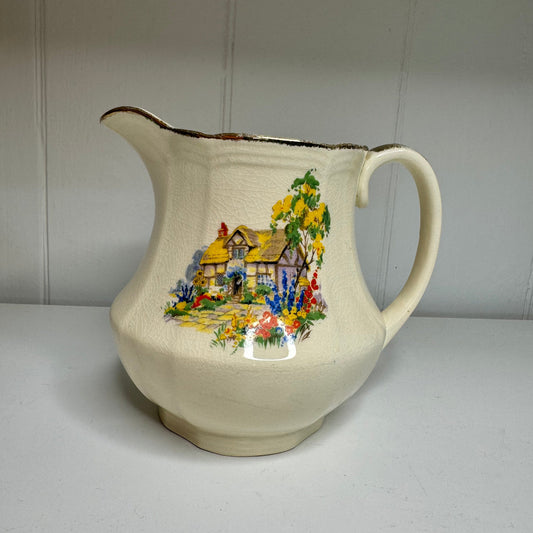 Bowerbird Cottage  Alfred Meakin Jug 14cm - Cream with Painted Cottage and Floral design