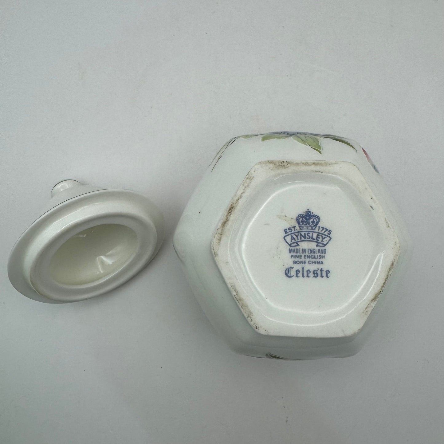 Bowerbird Cottage  Aynsley Celeste Fine Bone China Covered Sugar Bowl