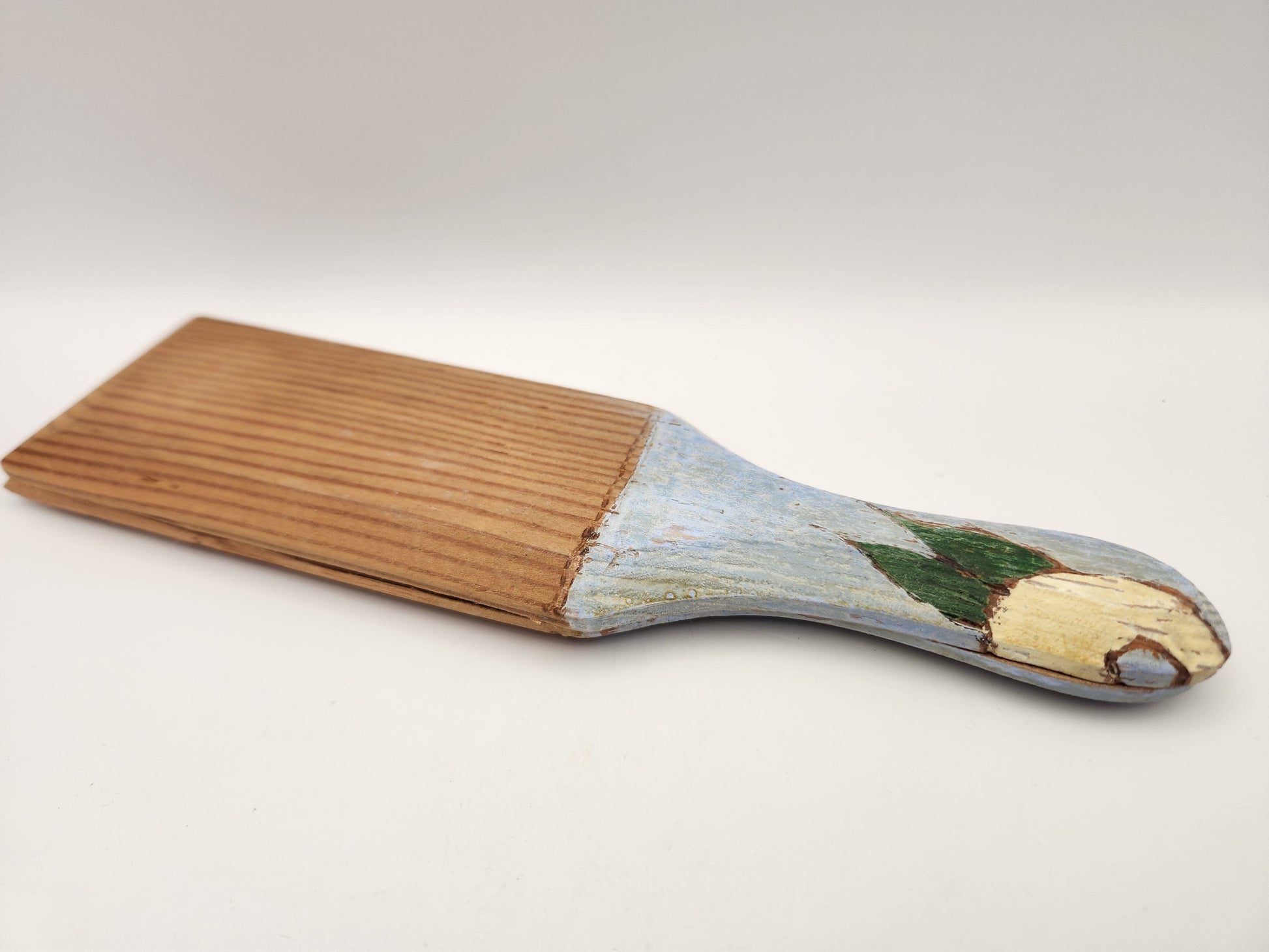 Bowerbird Cottage  Butter Pats - Decorative painted handles - Blue with lemon like motif