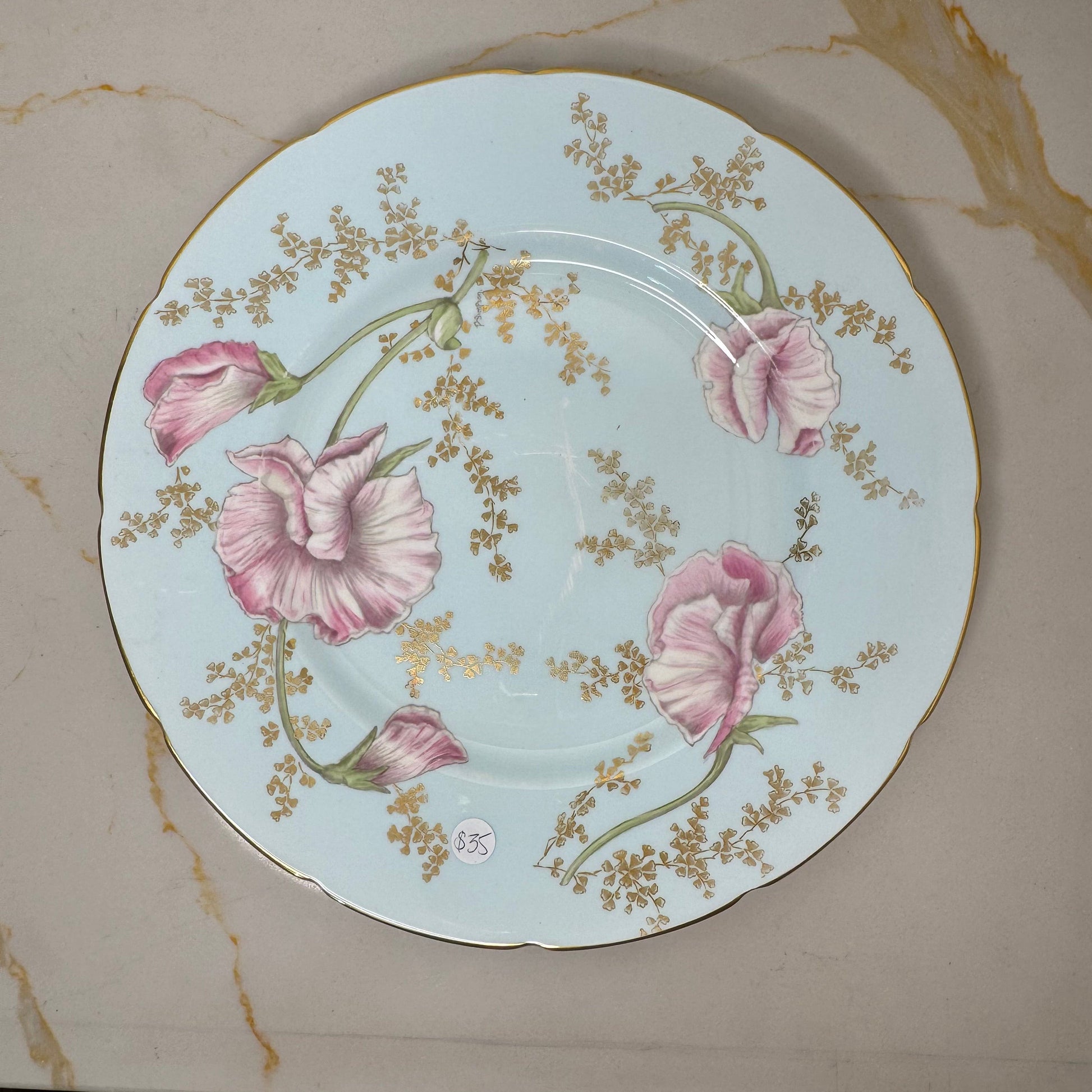 Bowerbird Cottage  Coalport Bone China Light Blue, Floral Side Plate #9686