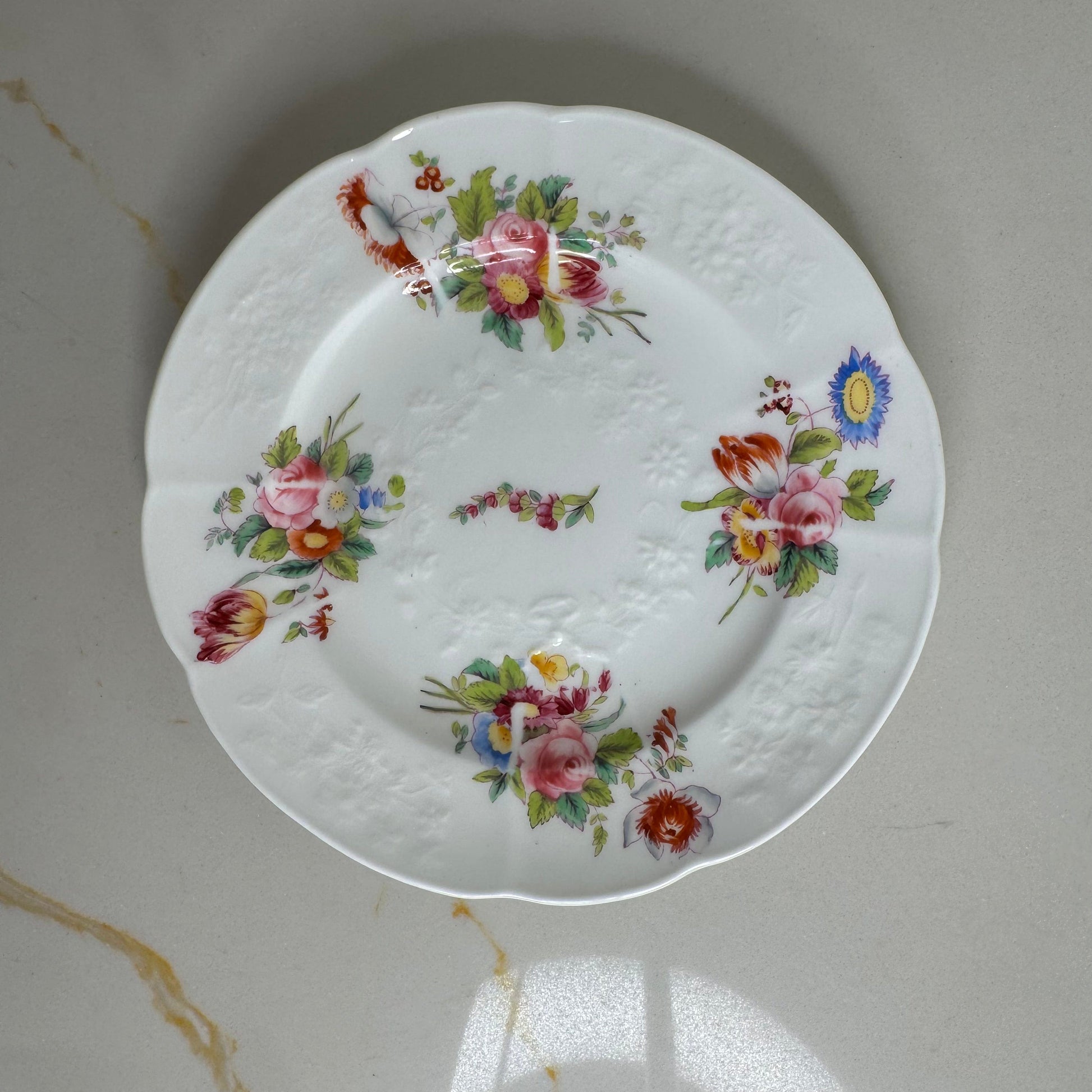 Bowerbird Cottage  Coalport England Embossed Floral Plate #3521