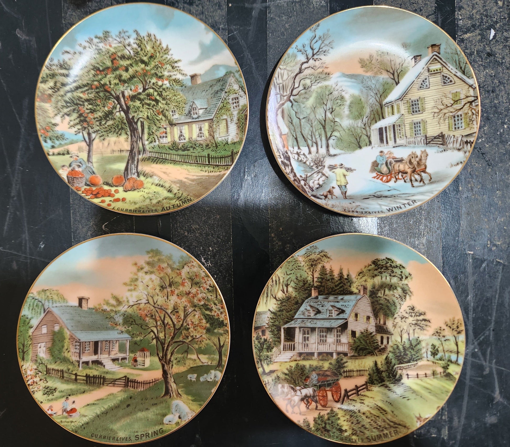 Bowerbird Cottage  Currier & Ives Four Seasons Plates