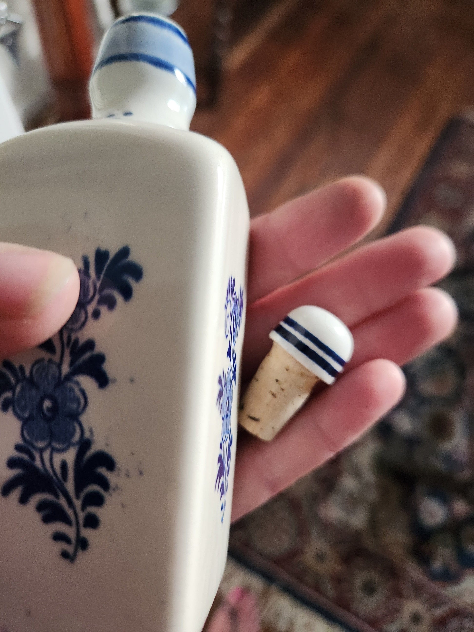 Bowerbird Cottage  Delft Ceramic Bottle