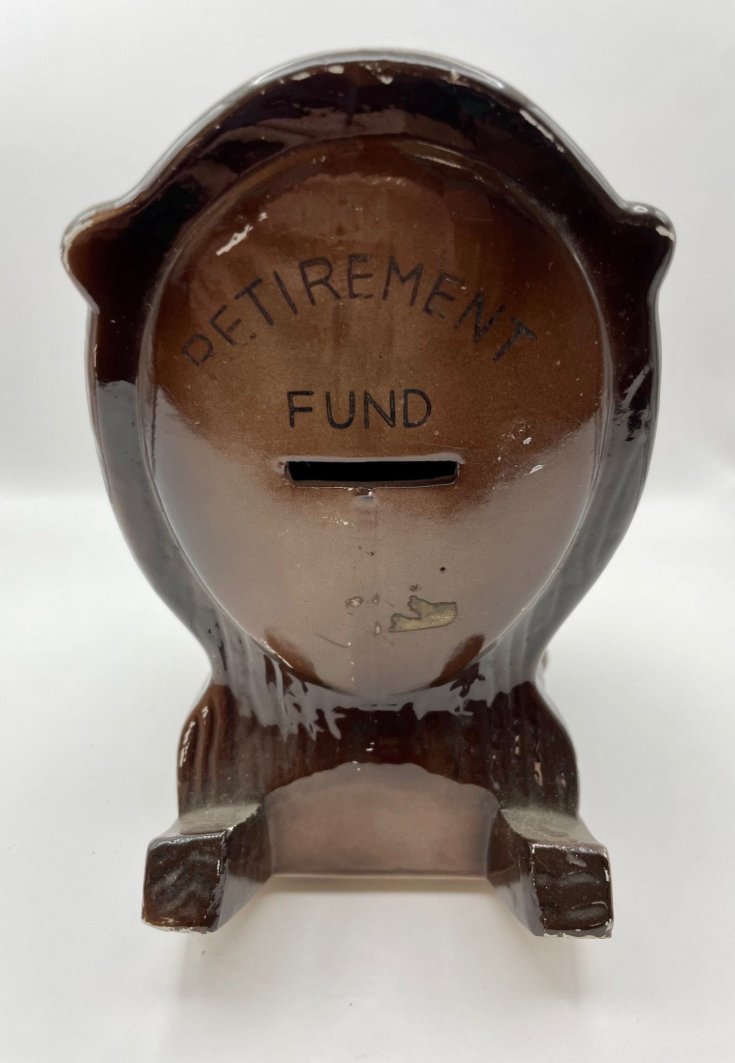 Bowerbird Cottage  Japanese Porcelain Grandpa in Rocking Chair with Dog 'Retirement Fund' Money Box