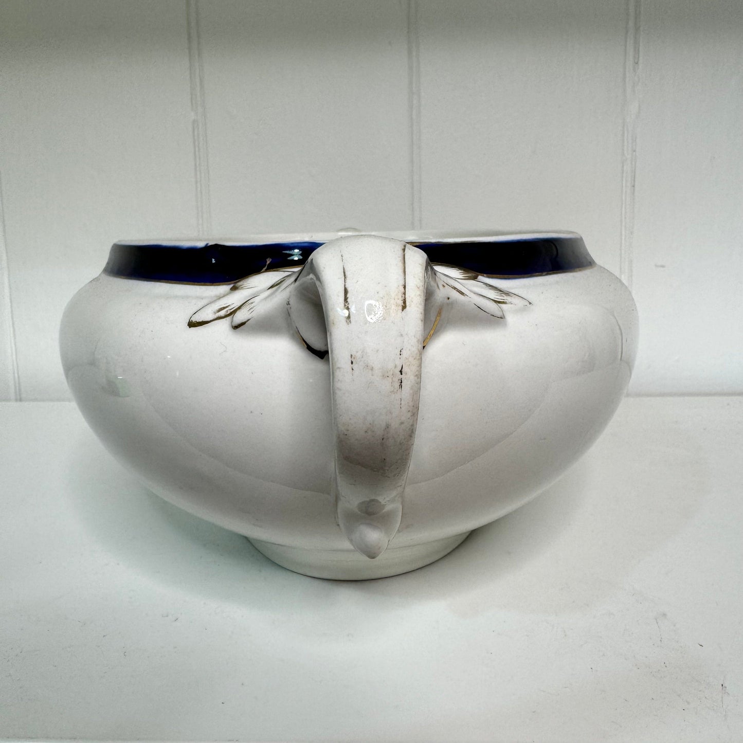 Bowerbird Cottage  Large Oval Tureen without/ Lid - Navy Blue on White