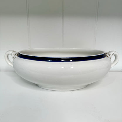 Bowerbird Cottage  Large Oval Tureen without/ Lid - Navy Blue on White