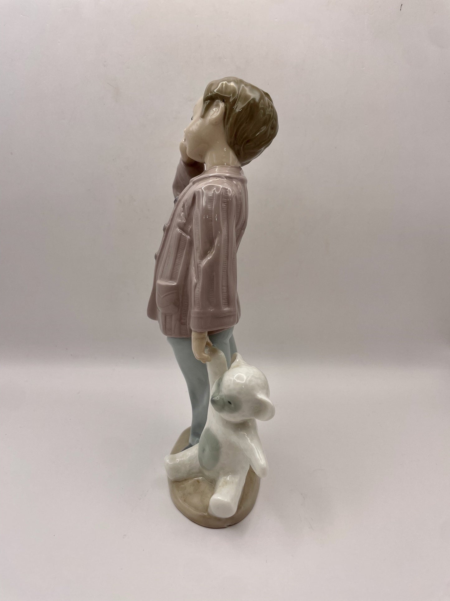 Bowerbird Cottage  NAO Porcelain Statuette of Boy in Pyjamas with Teddy Bear