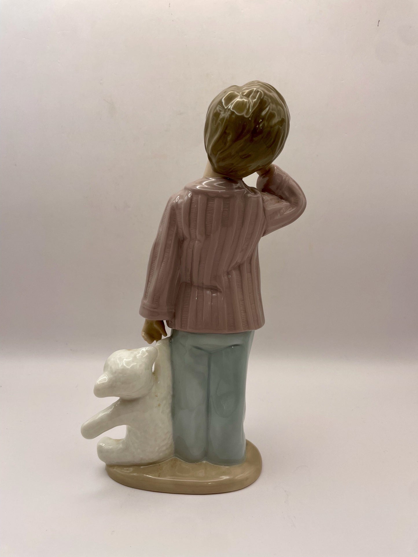 Bowerbird Cottage  NAO Porcelain Statuette of Boy in Pyjamas with Teddy Bear