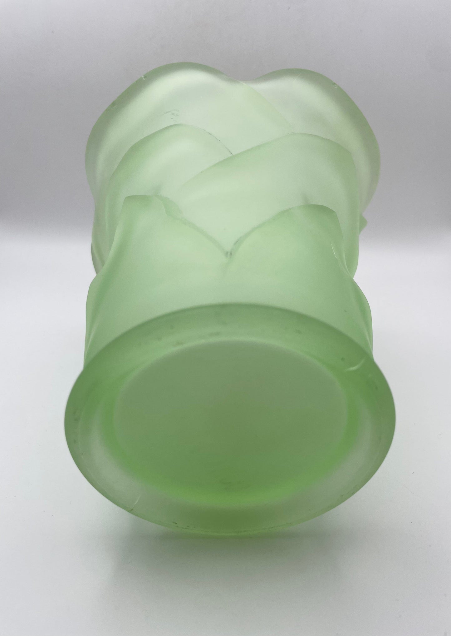 Bowerbird Cottage  Opaque Art Deco Green Glass Vase