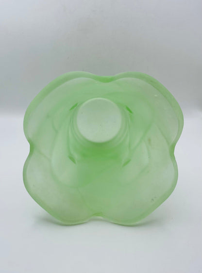 Bowerbird Cottage  Opaque Art Deco Green Glass Vase