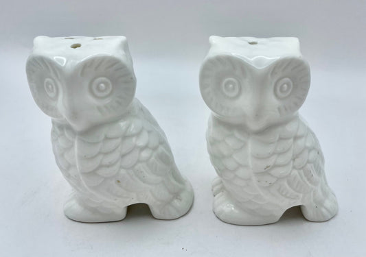 Bowerbird Cottage  Porcelain Owl Salt and Pepper Shakers