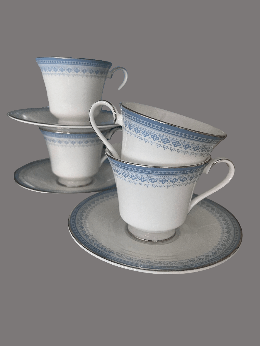 Bowerbird Cottage  Royal Doulton Lorraine Cup (x 4) & Saucer (× 3) set