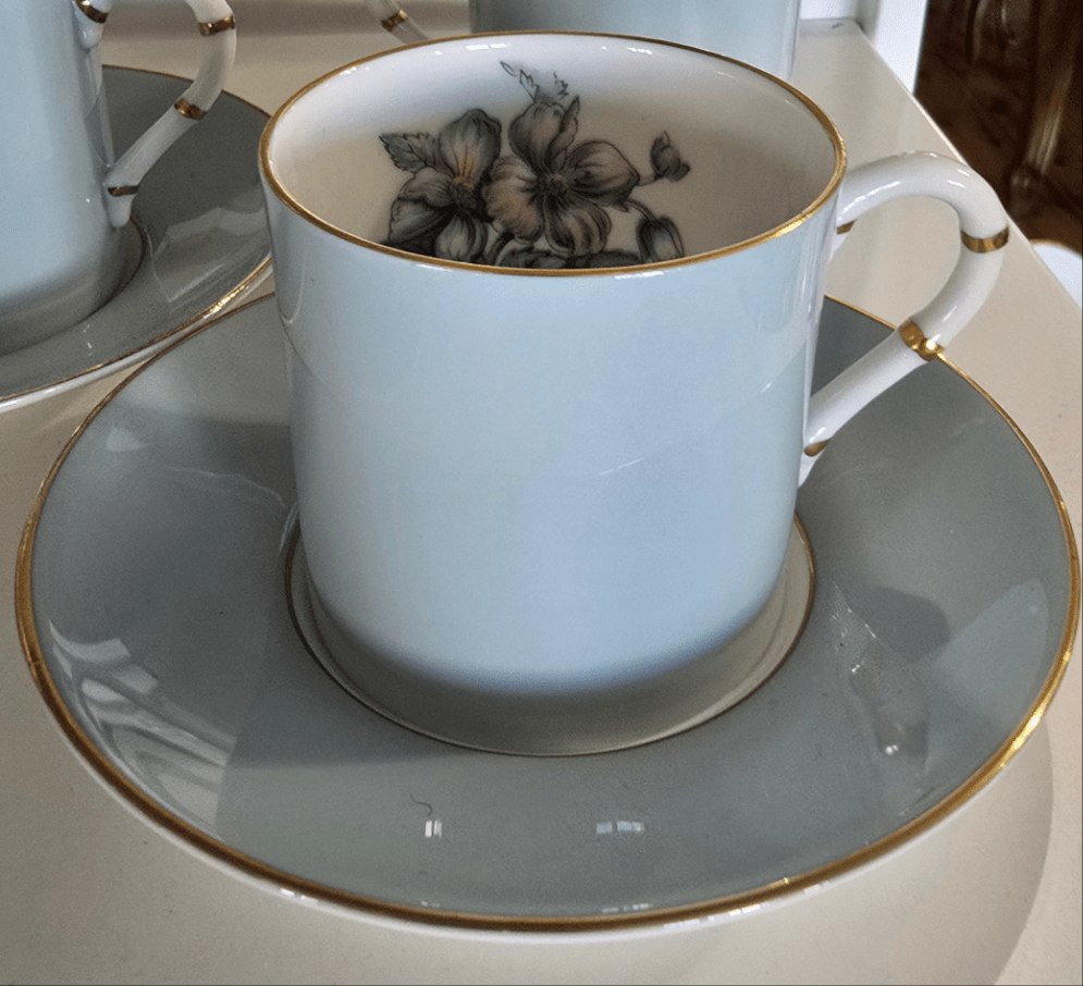 Bowerbird Cottage  Royal Worcester Woodland Demi Cup & Saucer Coffee Set (4 Cups/3 Saucers)