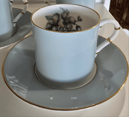 Bowerbird Cottage  Royal Worcester Woodland Demi Cup & Saucer Coffee Set (4 Cups/3 Saucers)