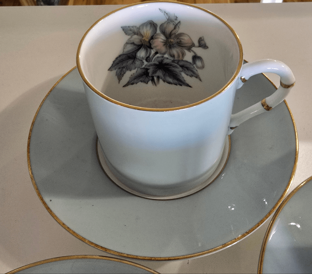 Bowerbird Cottage  Royal Worcester Woodland Demi Cup & Saucer Coffee Set (4 Cups/3 Saucers)