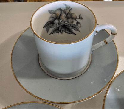 Bowerbird Cottage  Royal Worcester Woodland Demi Cup & Saucer Coffee Set (4 Cups/3 Saucers)