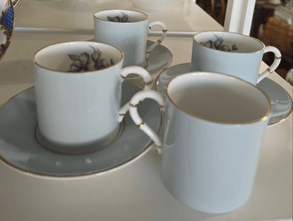 Bowerbird Cottage  Royal Worcester Woodland Demi Cup & Saucer Coffee Set (4 Cups/3 Saucers)