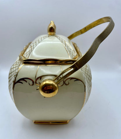 Bowerbird Cottage  Sadler Porcelain Gilded Floral Biscuit Barrel