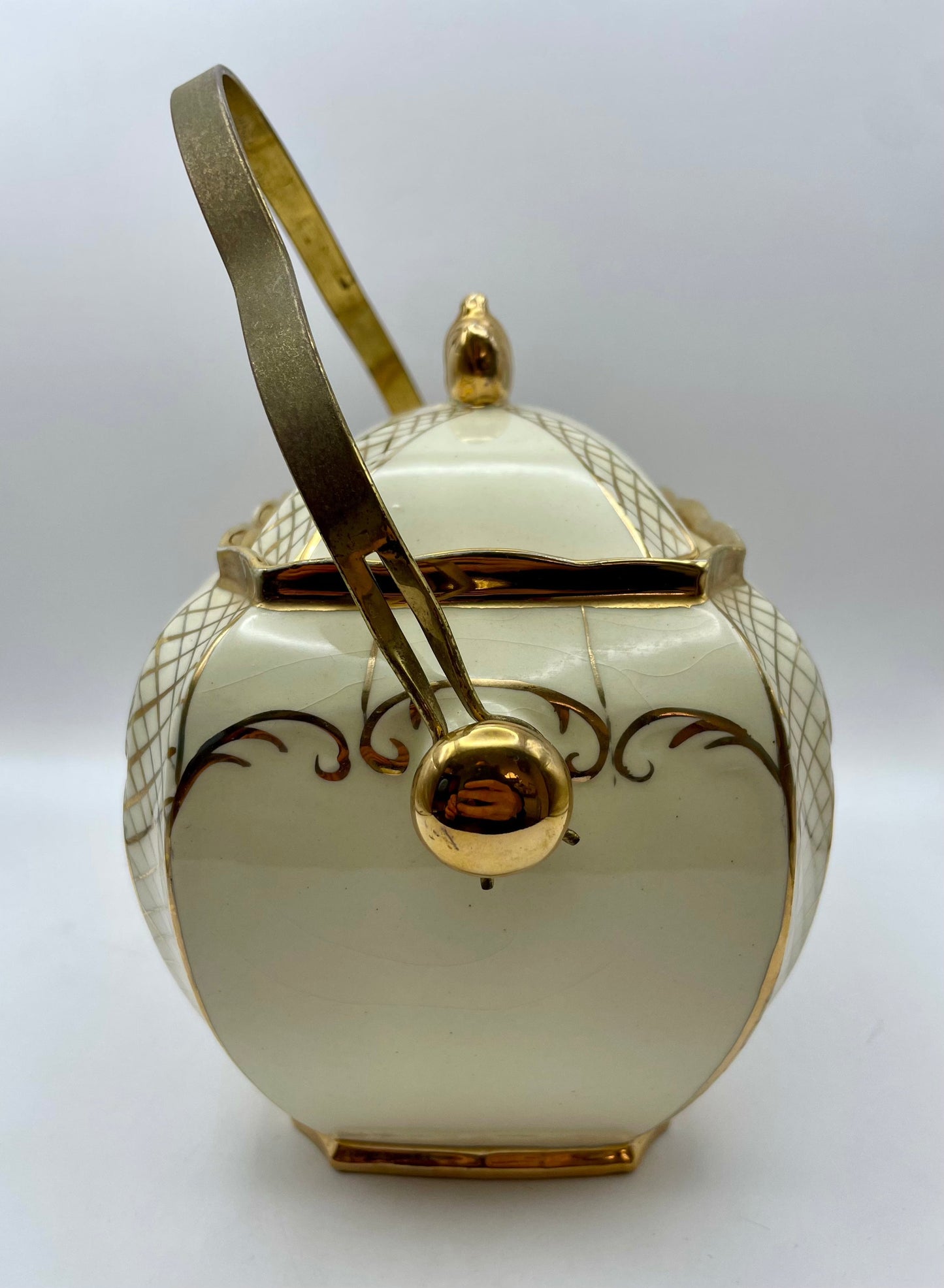 Bowerbird Cottage  Sadler Porcelain Gilded Floral Biscuit Barrel