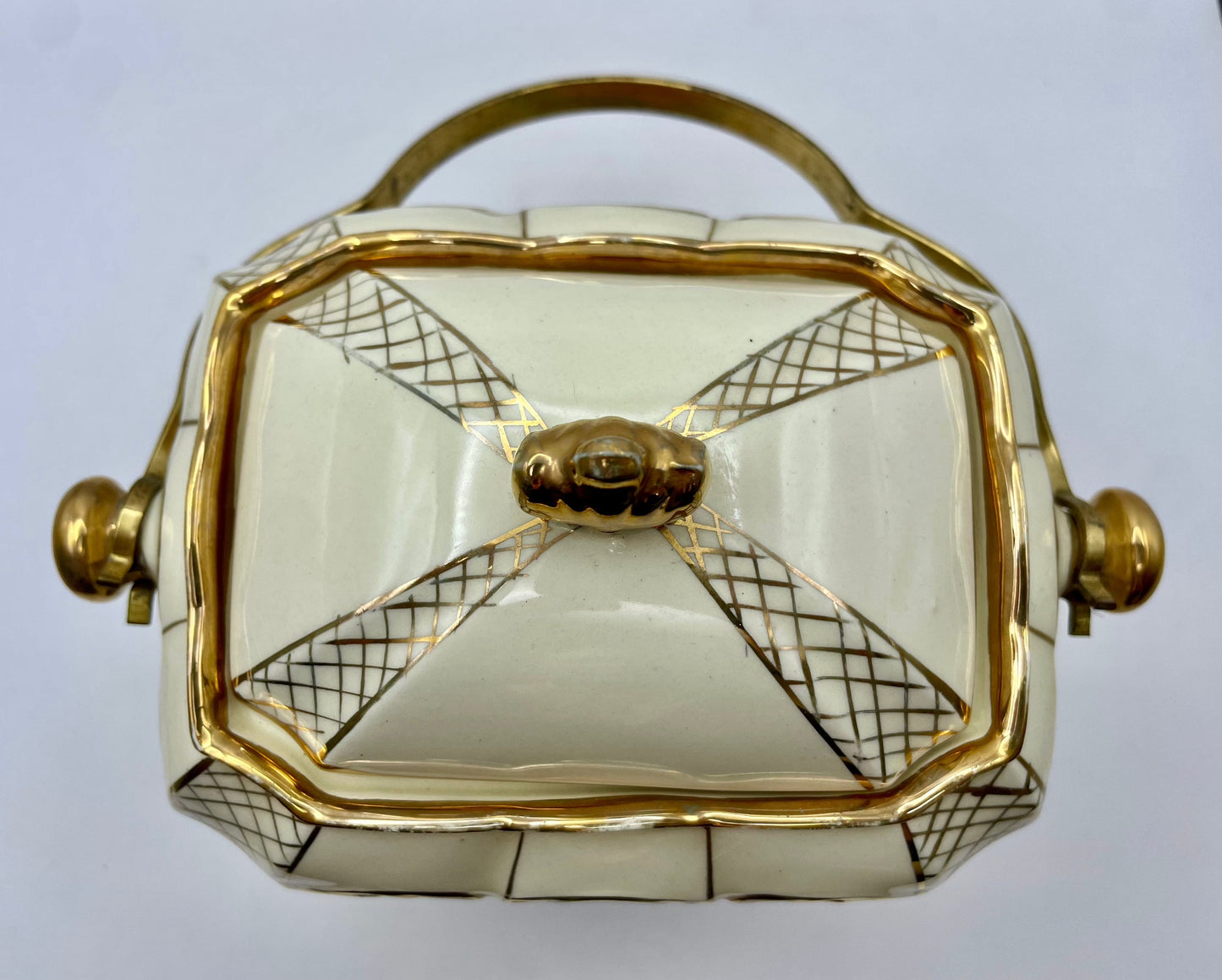 Bowerbird Cottage  Sadler Porcelain Gilded Floral Biscuit Barrel