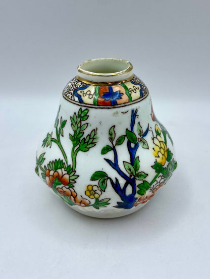 Bowerbird Cottage  Samuel Radford Gilded Porcelain Vase with Flowers (England 1891-1913)