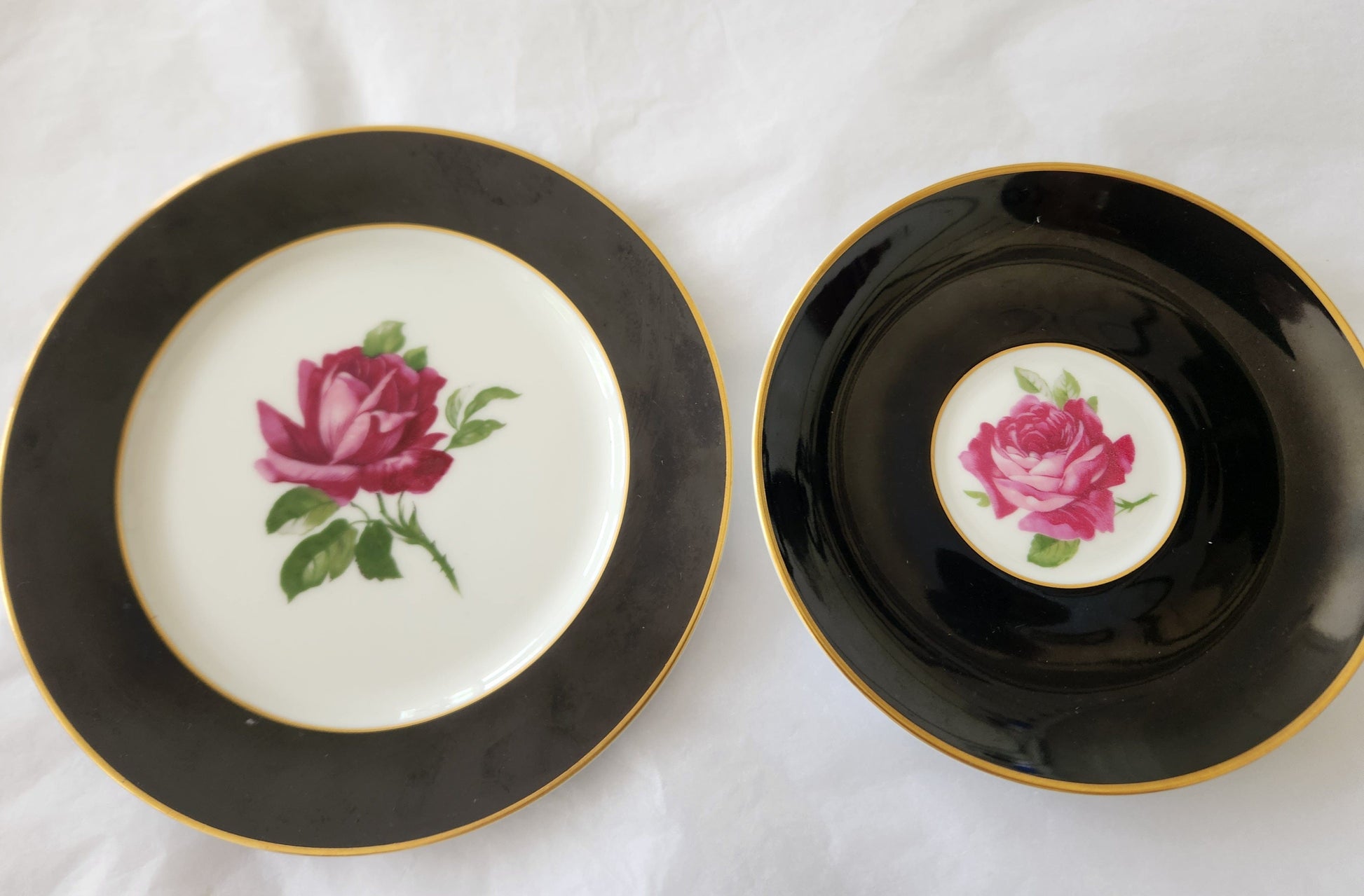 Bowerbird Cottage  Side Plate & Saucer (Adderley Rose)