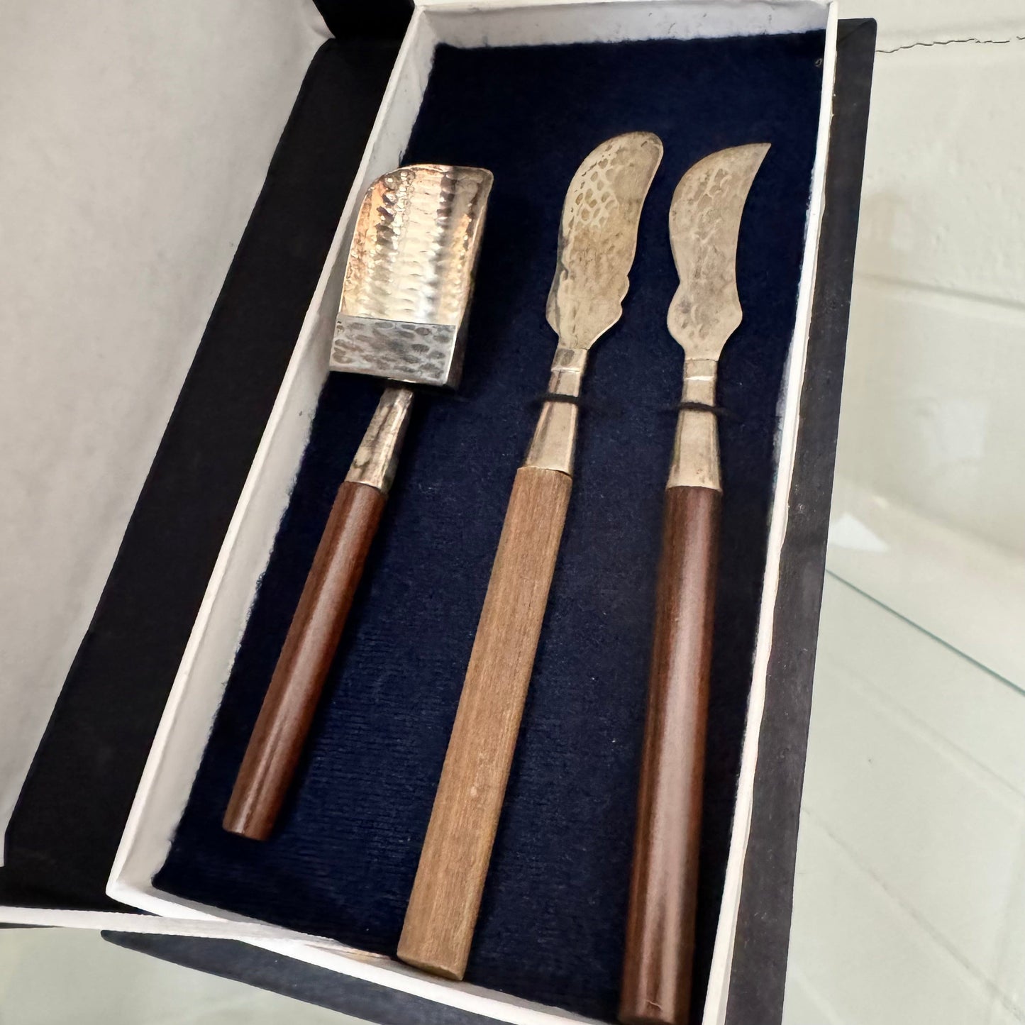 Bowerbird Cottage  Sterling Silver & Wood Cheese Knife Set