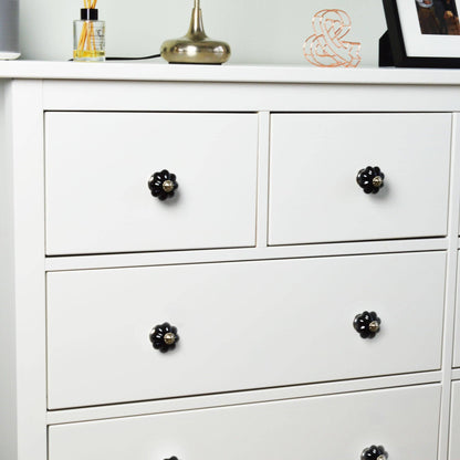 Rinkit Pty Ltd Ceramic Drawer Knob - Solid Flower - Black TR-NS-DK143