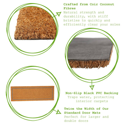 Rinkit Pty Ltd Nicola Spring Coir Double Door Mat - 120 x 40cm - Grey Inset TR-NS-PH202447