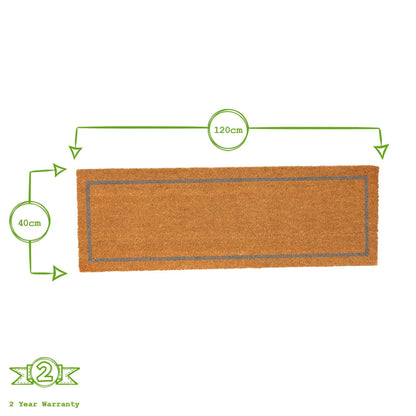 Rinkit Pty Ltd Nicola Spring Coir Double Door Mat - 120 x 40cm - Grey Inset TR-NS-PH202447
