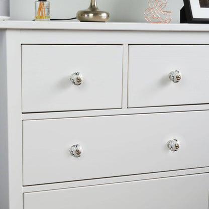 Rinkit Pty Ltd Nicola Spring Round Ceramic Drawer Knob - Black / White Flower TR-NS-DK133