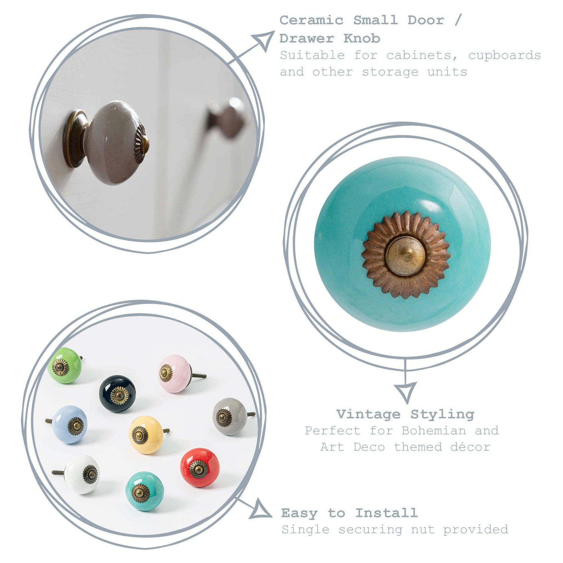 Rinkit Pty Ltd Nicola Spring Round Ceramic Drawer Knob - Yellow TR-NS-DK116
