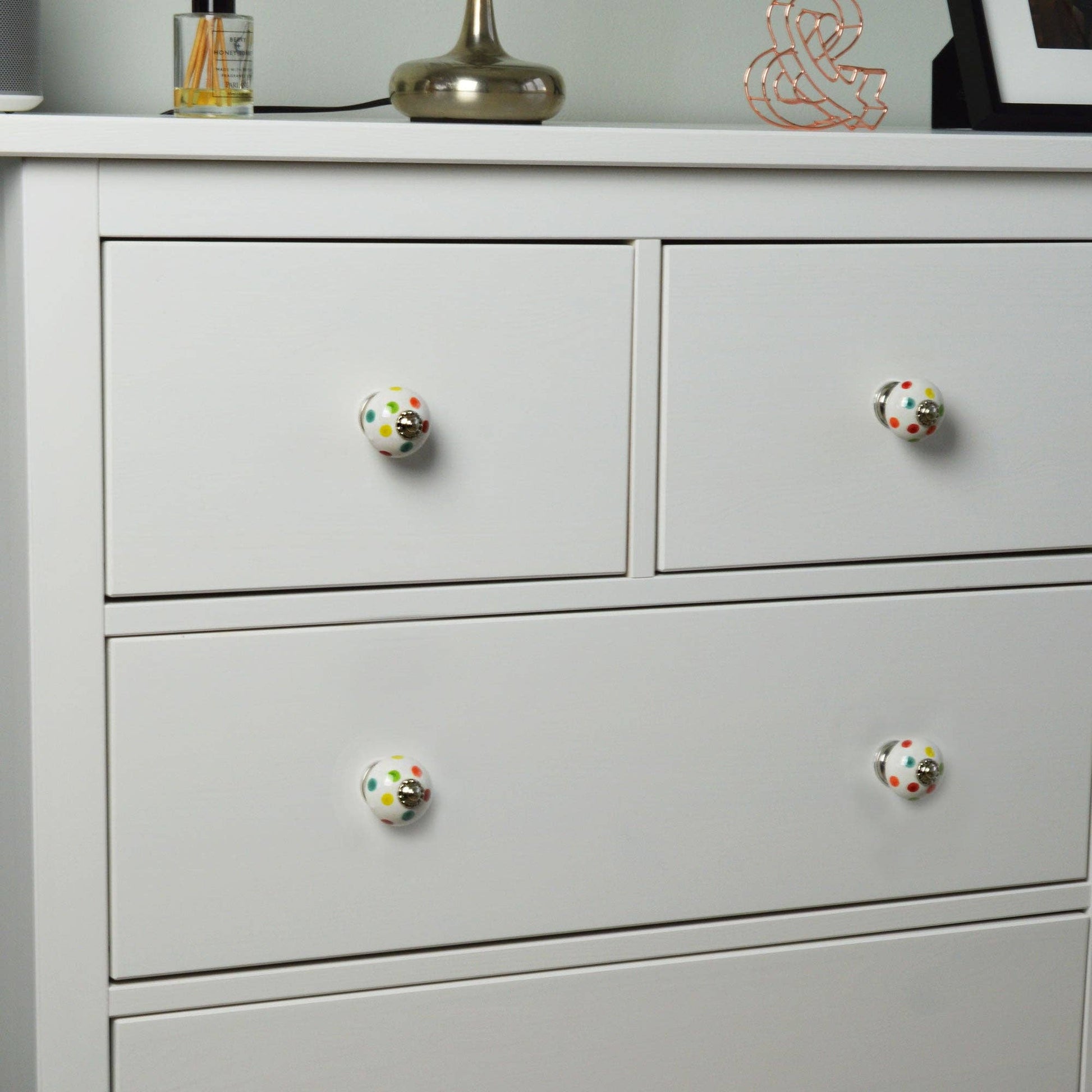 Rinkit Pty Ltd Round Ceramic Drawer Knob - Polka Dot TR-NS-DK148