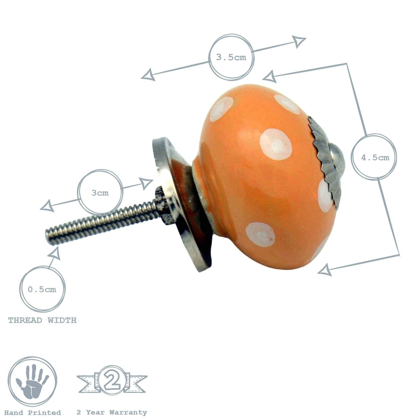 Rinkit Pty Ltd Round Ceramic Drawer Knob - Polka Dot TR-NS-DK148