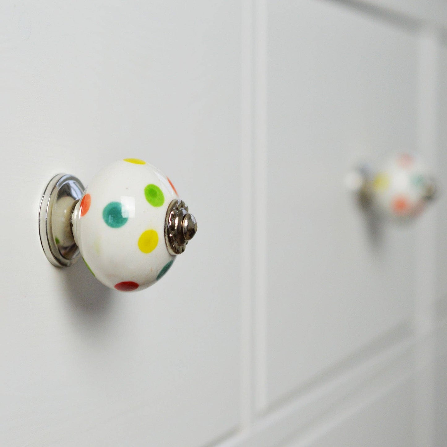 Rinkit Pty Ltd Round Ceramic Drawer Knob - Polka Dot TR-NS-DK148