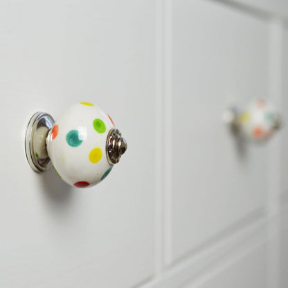 Rinkit Pty Ltd Round Ceramic Drawer Knob - Polka Dot TR-NS-DK148